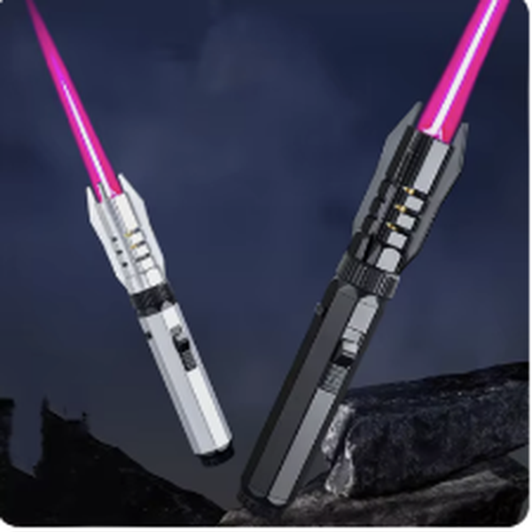 Two silver windproof metal jet lighters with pink flames lit | Bong Warehouse
