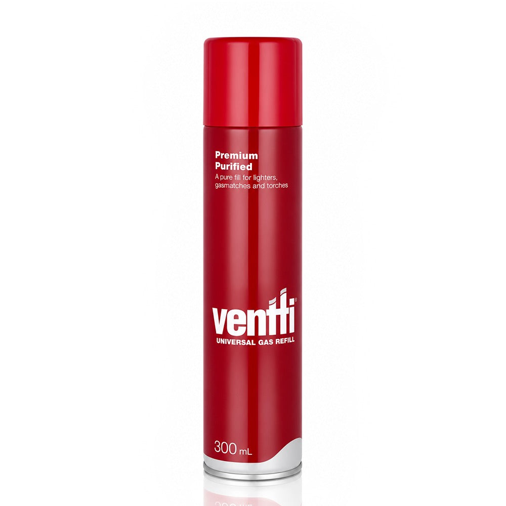 Ventti Premium Purified universal butane gas refill 300ml can for lighters, gas matches and torches, front view