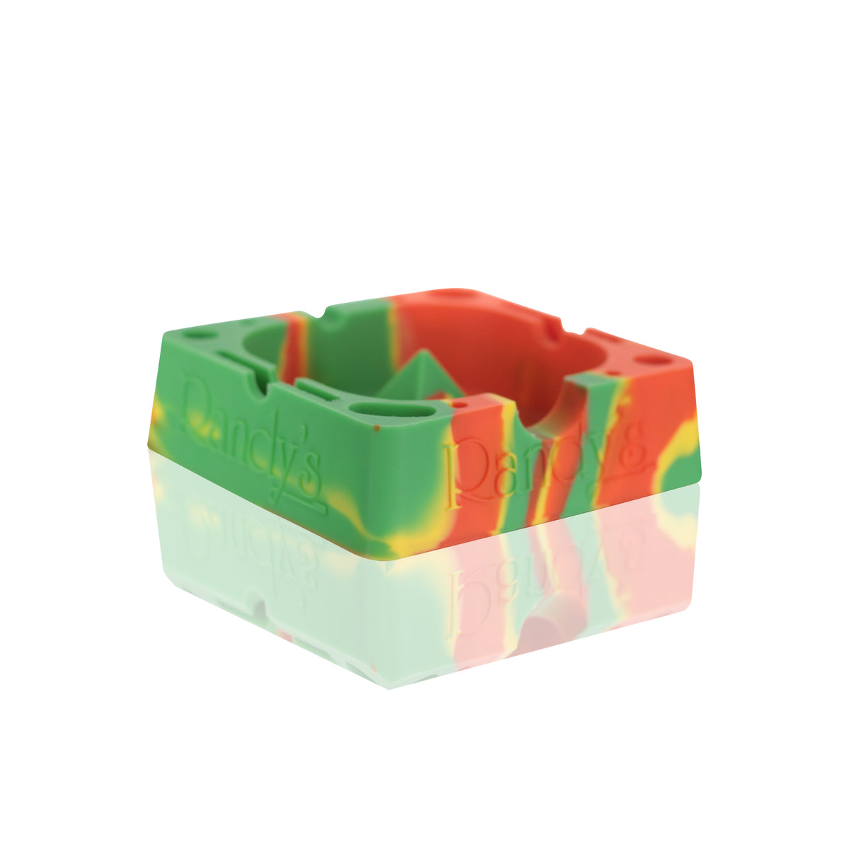 Randy's - 18cm Square Silicone Ash tray - Marbled Rasta | Bong Warehouse