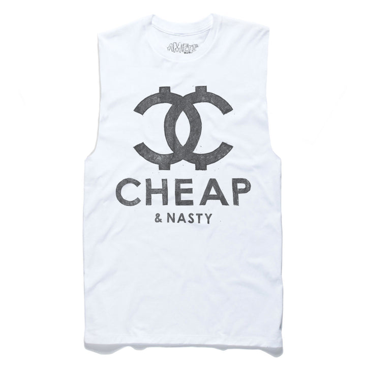 Amiete Cheap and Nasty - White Muscle T-shirt