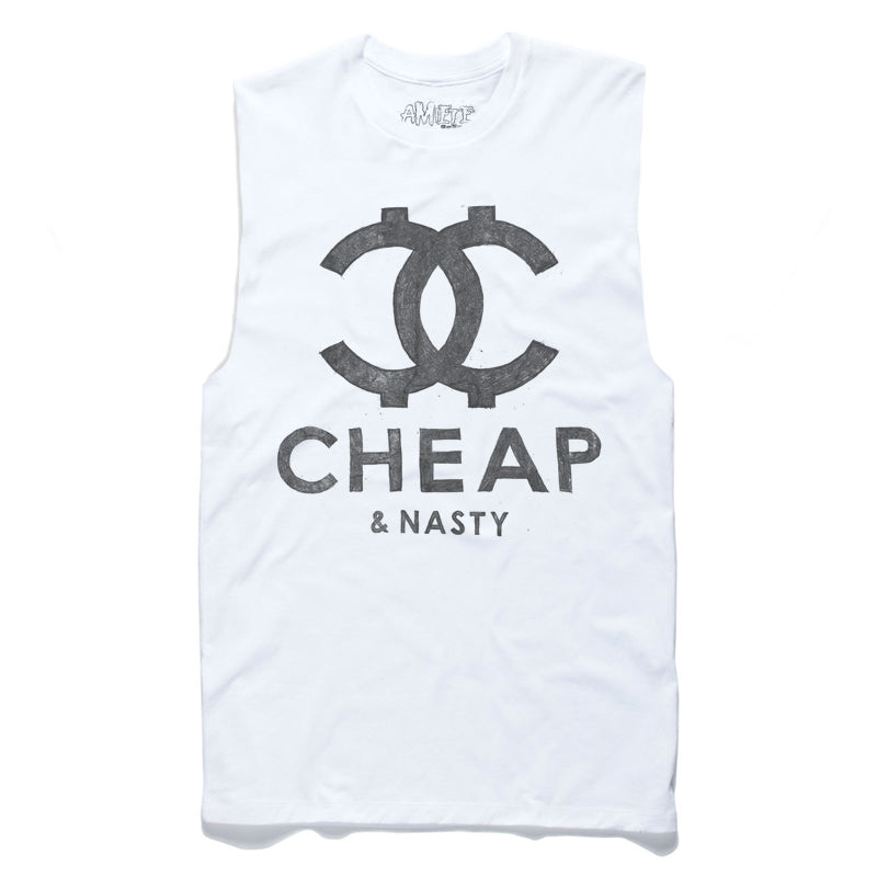 Amiete Cheap and Nasty - White Muscle T-shirt