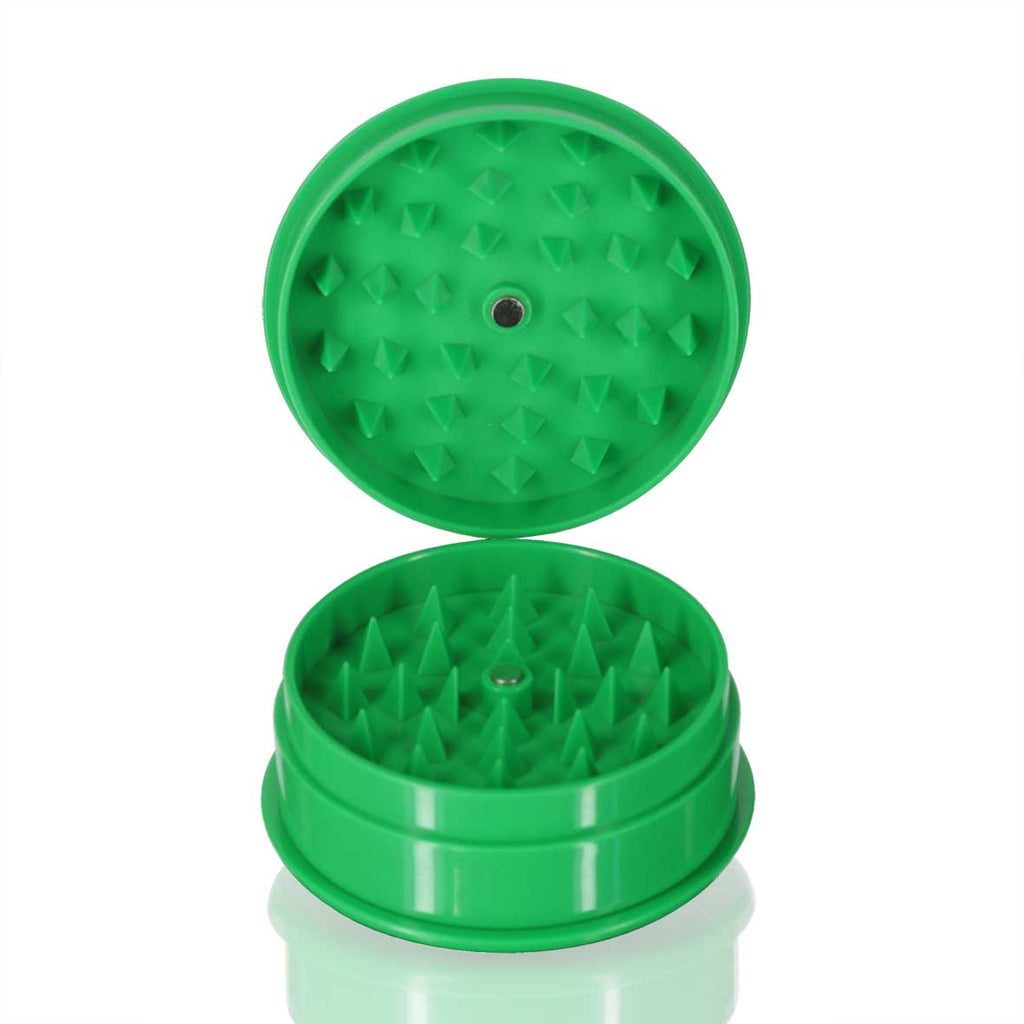 Plastic Herb Grinder Round - Green open