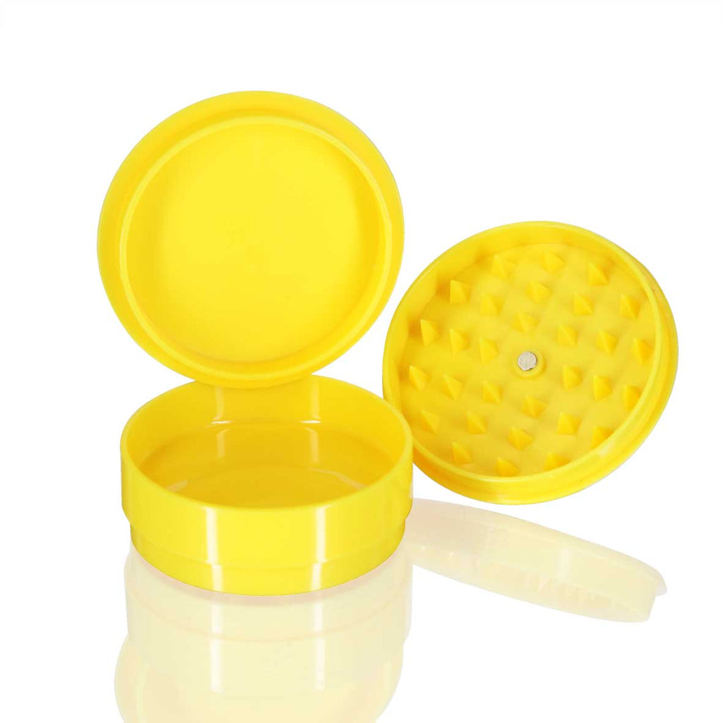 Plastic Herb Grinder Round - Yellow open part