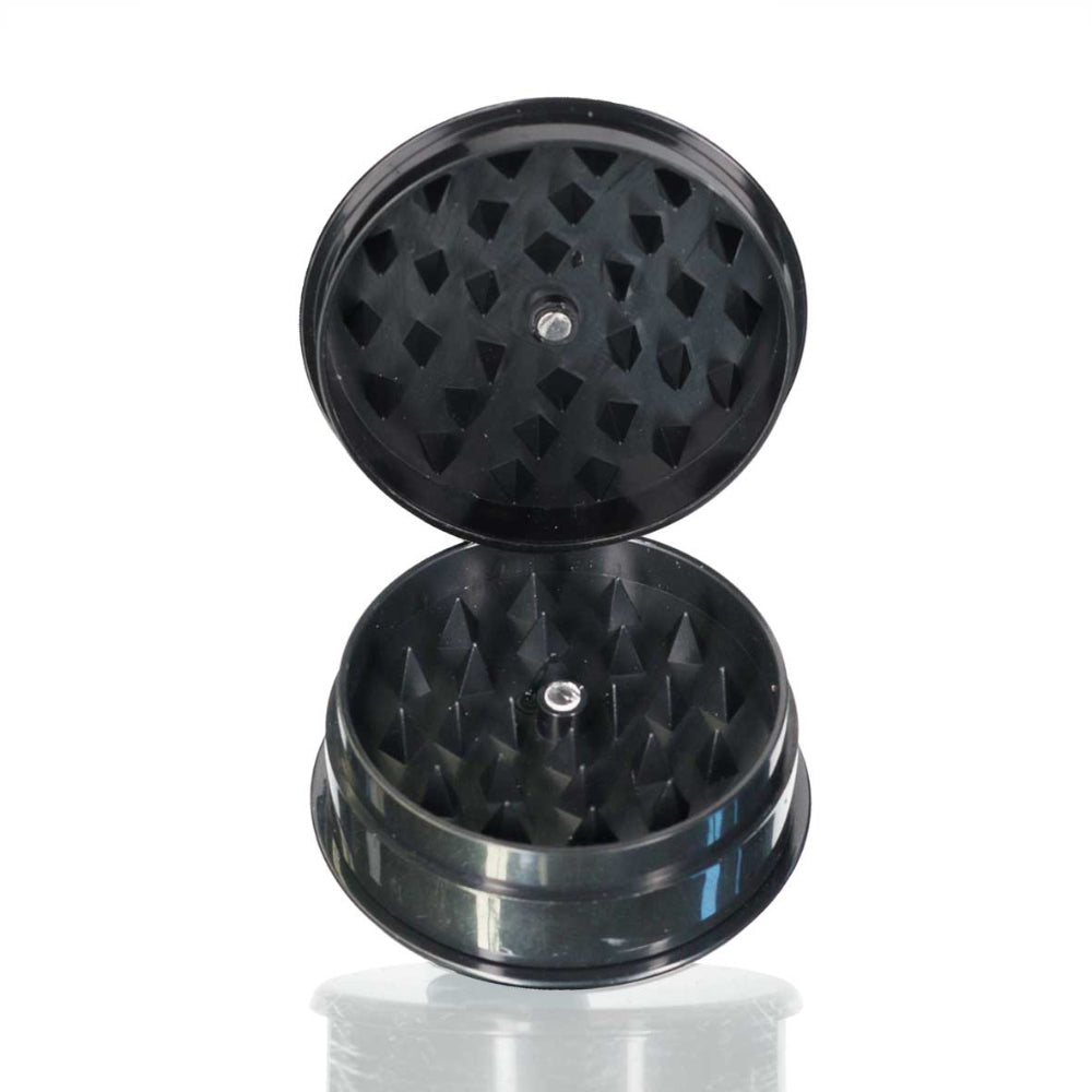 Plastic Herb Grinder Round - Black open