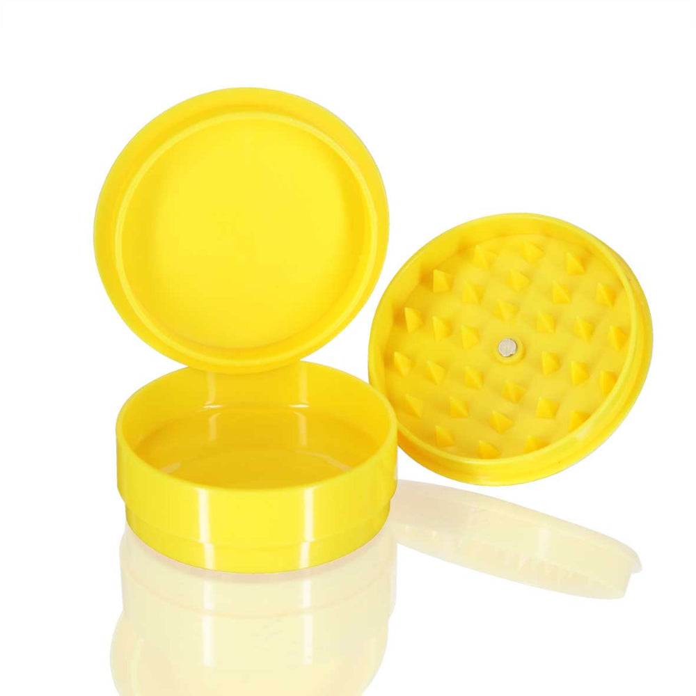 Plastic Herb Grinder Round - Yellow open part